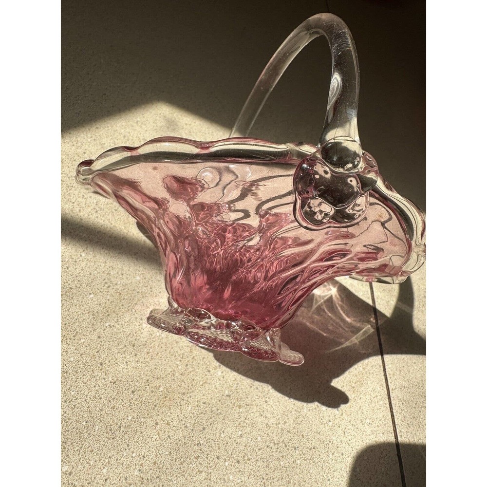 Gorgeous Scaled Pink Glass Basket